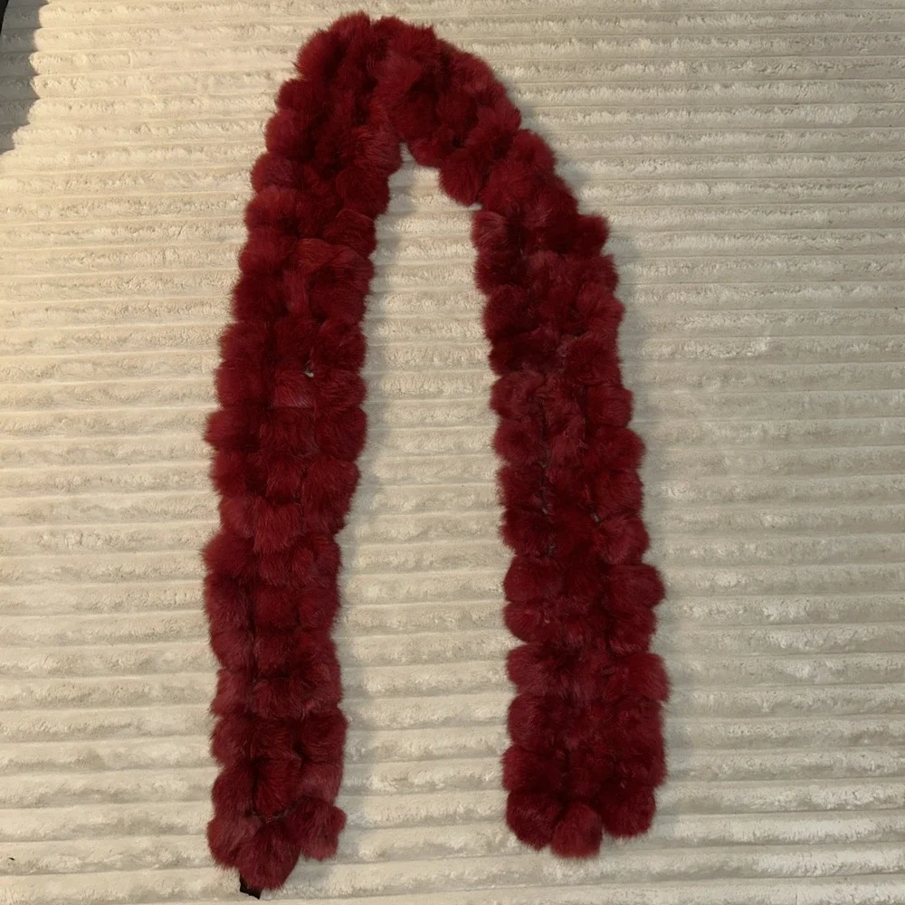 CEJON GENUINE RABBIT FUR POM POM Red 60